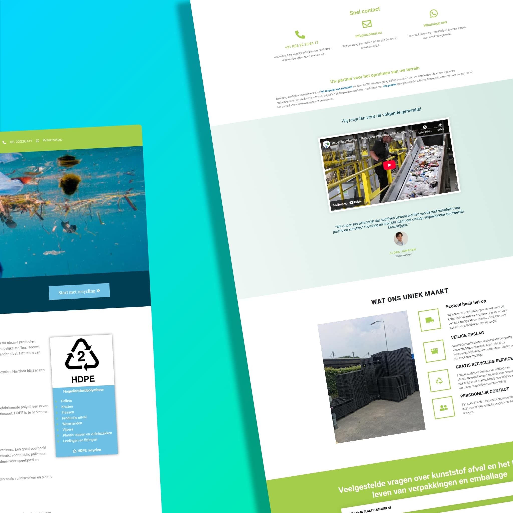 Foto als onderdeel van de portfolio presentatie. Op deze slide zijn enkele screenshots van de website van het Ecotoul te zien.