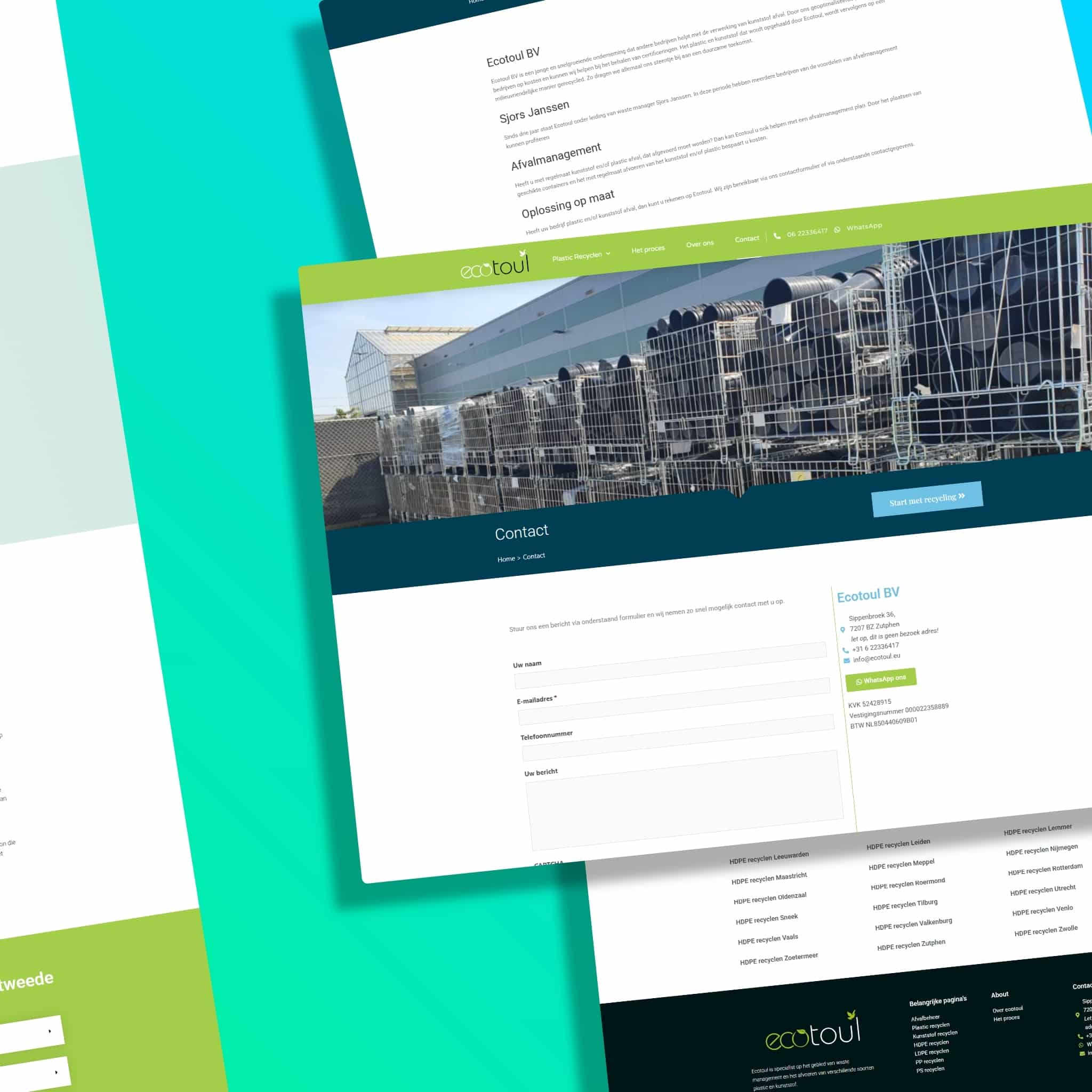 Foto als onderdeel van de portfolio presentatie. Op deze slide zijn enkele screenshots van de website van het Ecotoul te zien.