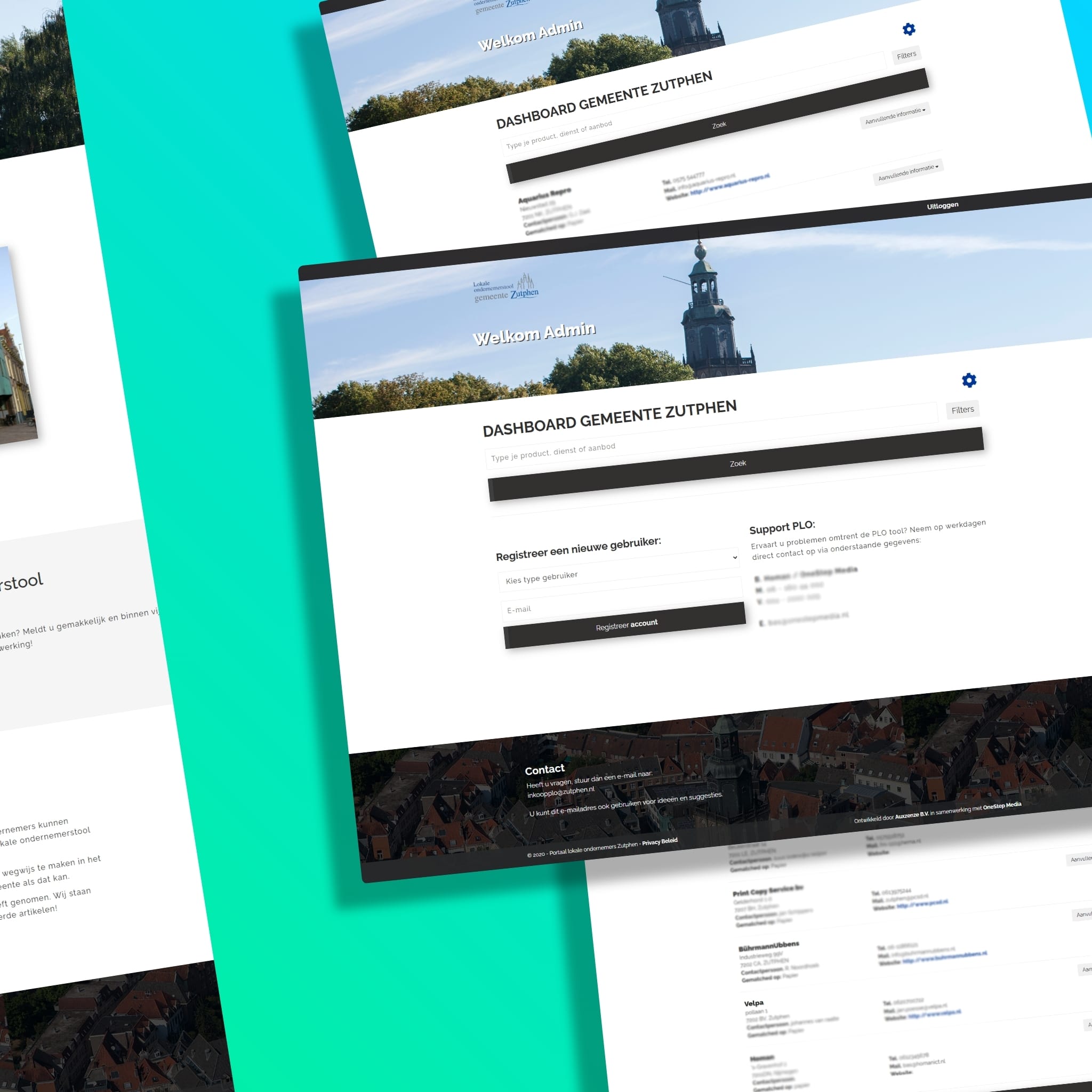 Foto als onderdeel van de portfolio presentatie. Op deze slide zijn enkele screenshots van de website van het gemeente Zutphen te zien.