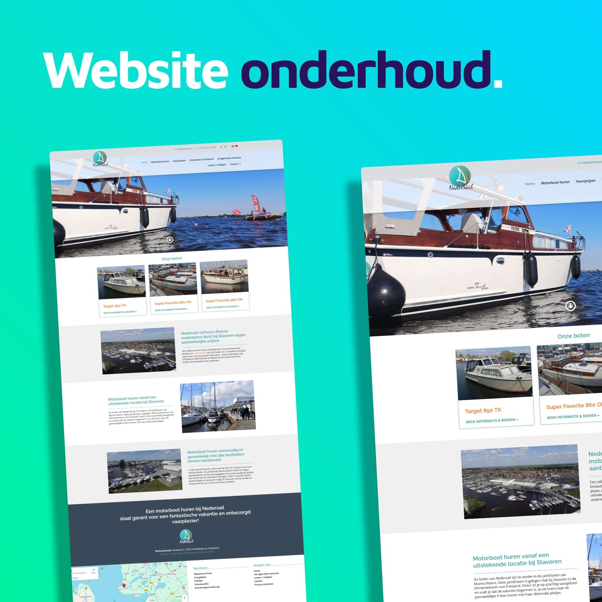 Foto als onderdeel van de portfolio presentatie. Op deze slide zijn enkele screenshots van de website van Nedersail te zien.