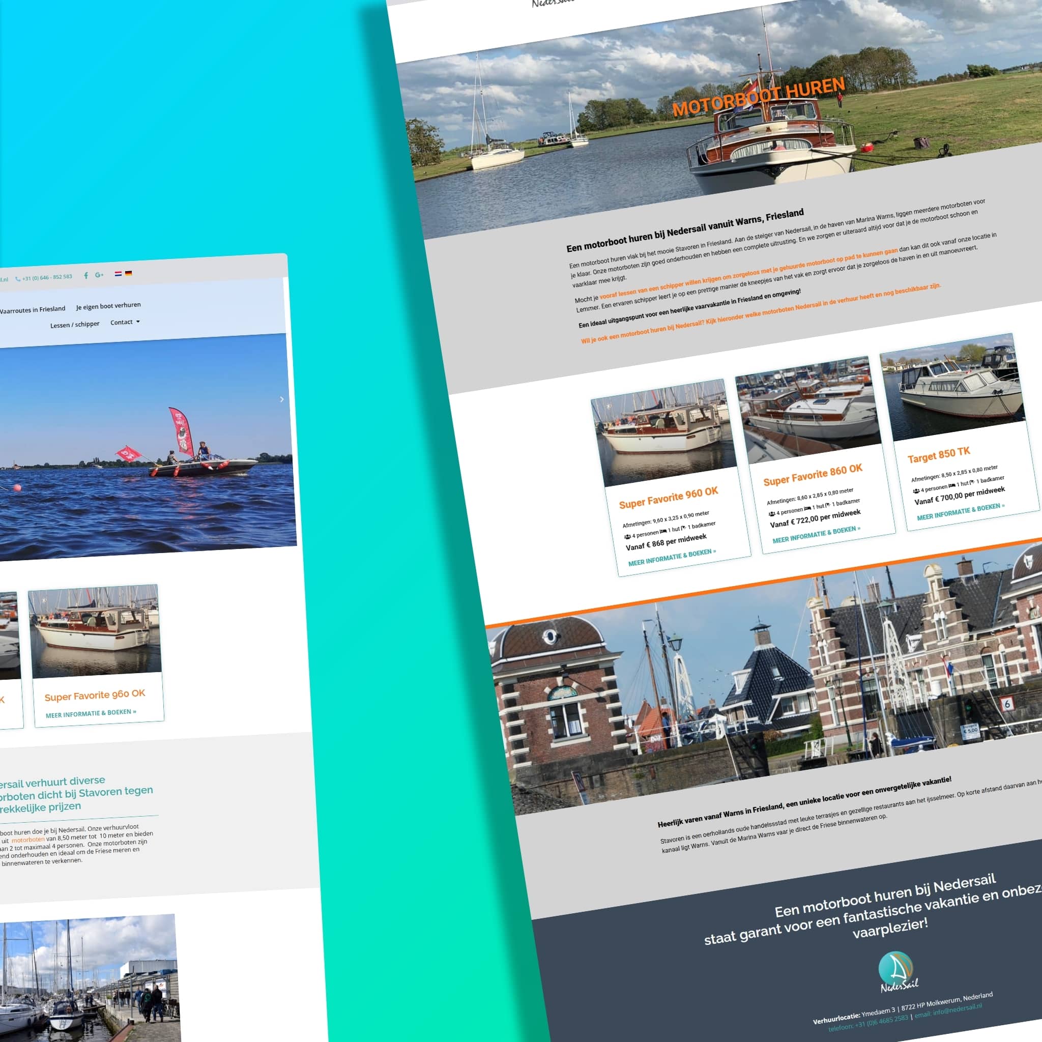 Foto als onderdeel van de portfolio presentatie. Op deze slide zijn enkele screenshots van de website van Nedersail te zien.